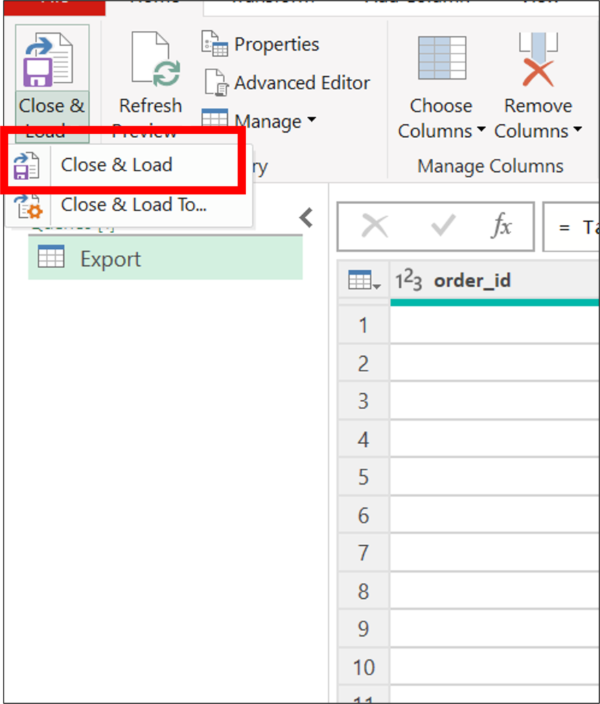 Don't forget to click Close & Load to save your cleaned up data in Excel and load it into your original workbook