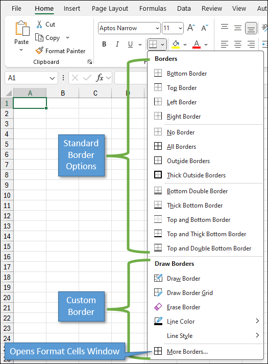 Border Dropdown Menu