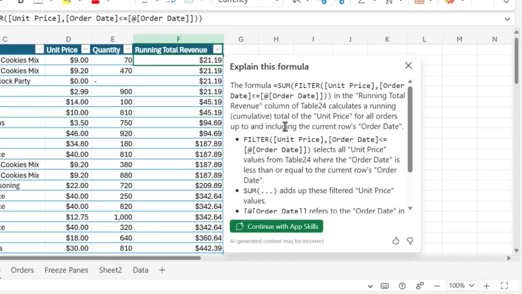 Explain this formula feature in Excel for a SUM(FILTER)) formula