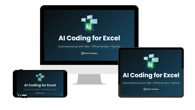 AI Coding Course Logo on Devices - Transparent 640 AI Coding for Excel Course Logo